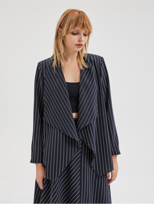 Stripe Asymmetric Blazer