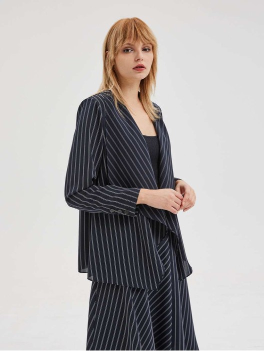 Stripe Asymmetric Blazer