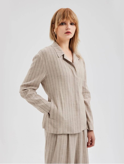 Stripe Tie-Waist Blazer