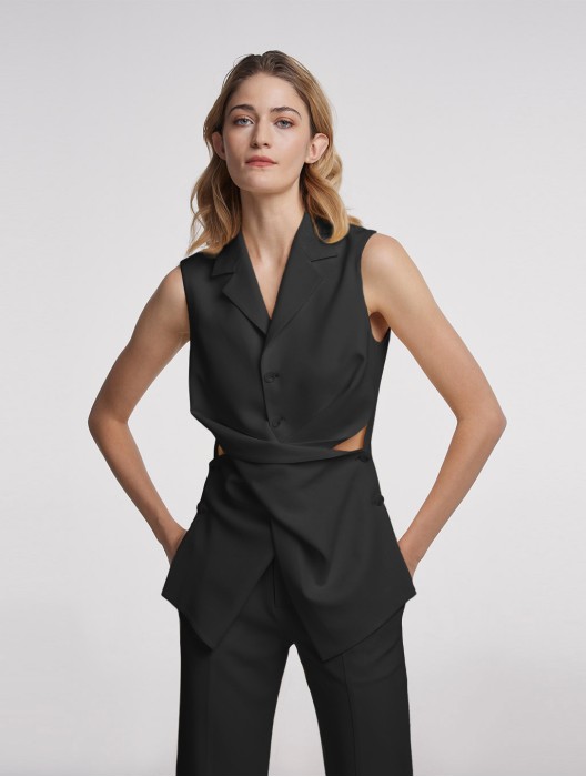 Sleeveless Twist Hollow-out Blazer