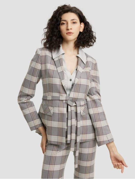 Plaid Belted Blazer