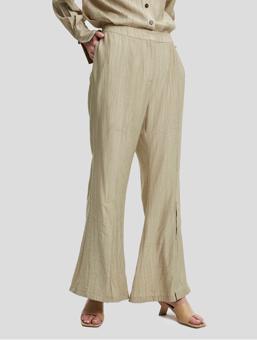 Crimped Texture Flared Trousers