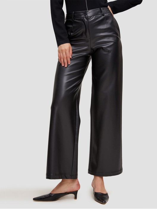 Faux Leather Straight Pants