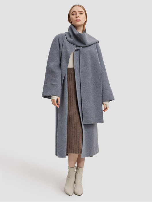 Long Straight Cut Cashmere Coat