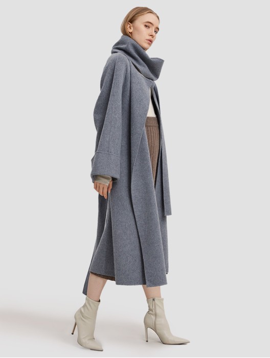 Long Straight Cut Cashmere Coat