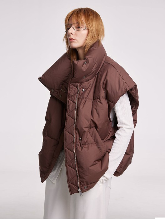 Sleeveless High Collar Puffer Jacket